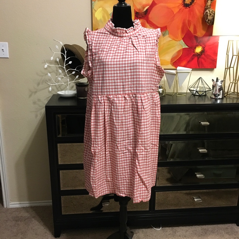 New Suzanne Betro Red & White Gingham A-line Dress Plus Size 1X